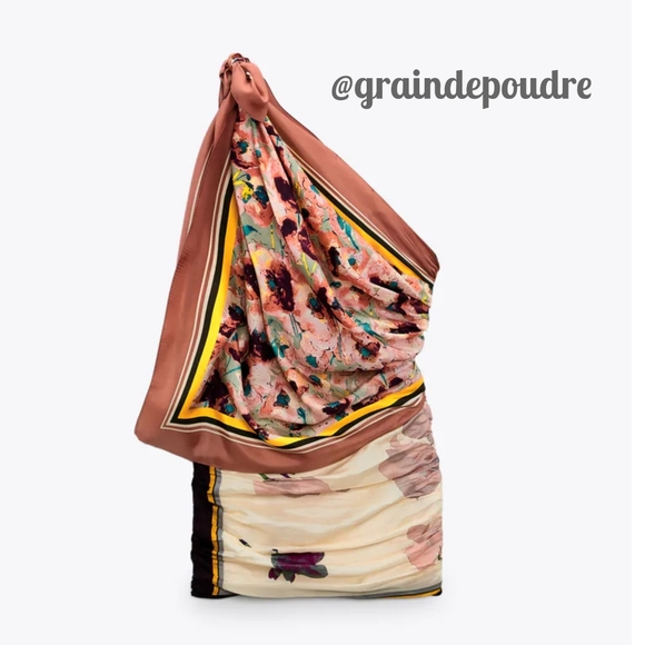 Rare Zara Blogger Limited Edition 3-in-1 Silk Print One-Shoulder Mini Dress M - Picture 4 of 6